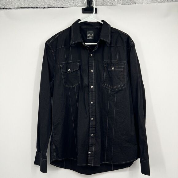 Mens 7 Diamonds Shirt 2X XXL Black Western Rodeo Cowboy Snap LS Stretch - Picture 1 of 6